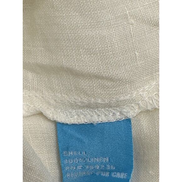 J. McLaughlin Fallon Blouse 100% Linen Off White Button Closure Accents Casual S - Picture 6 of 11